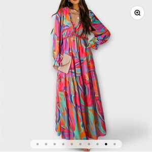 Nina Colorful Abstract Maxi Dress